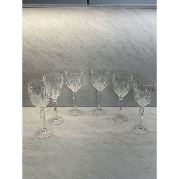 Cristal D'Arques-Durand Antique Clear 8" Water Goblets/Wine Glasses  6 In Lot - Picture 1 of 6